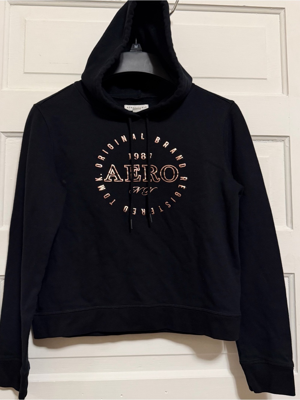 Aeropostale Black Hoodie with Rose Gold Logo